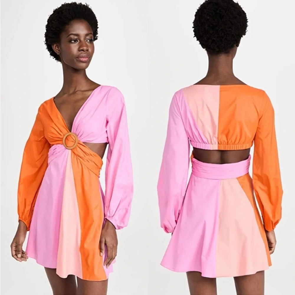 staud pink and orange dress Staud Gulf Dress